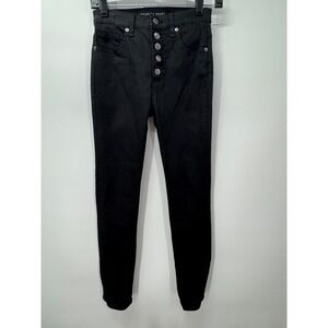 Veronica Beard Women's Debbie Skinny Jeans Coated Black High Rise Button‎ Fly 26